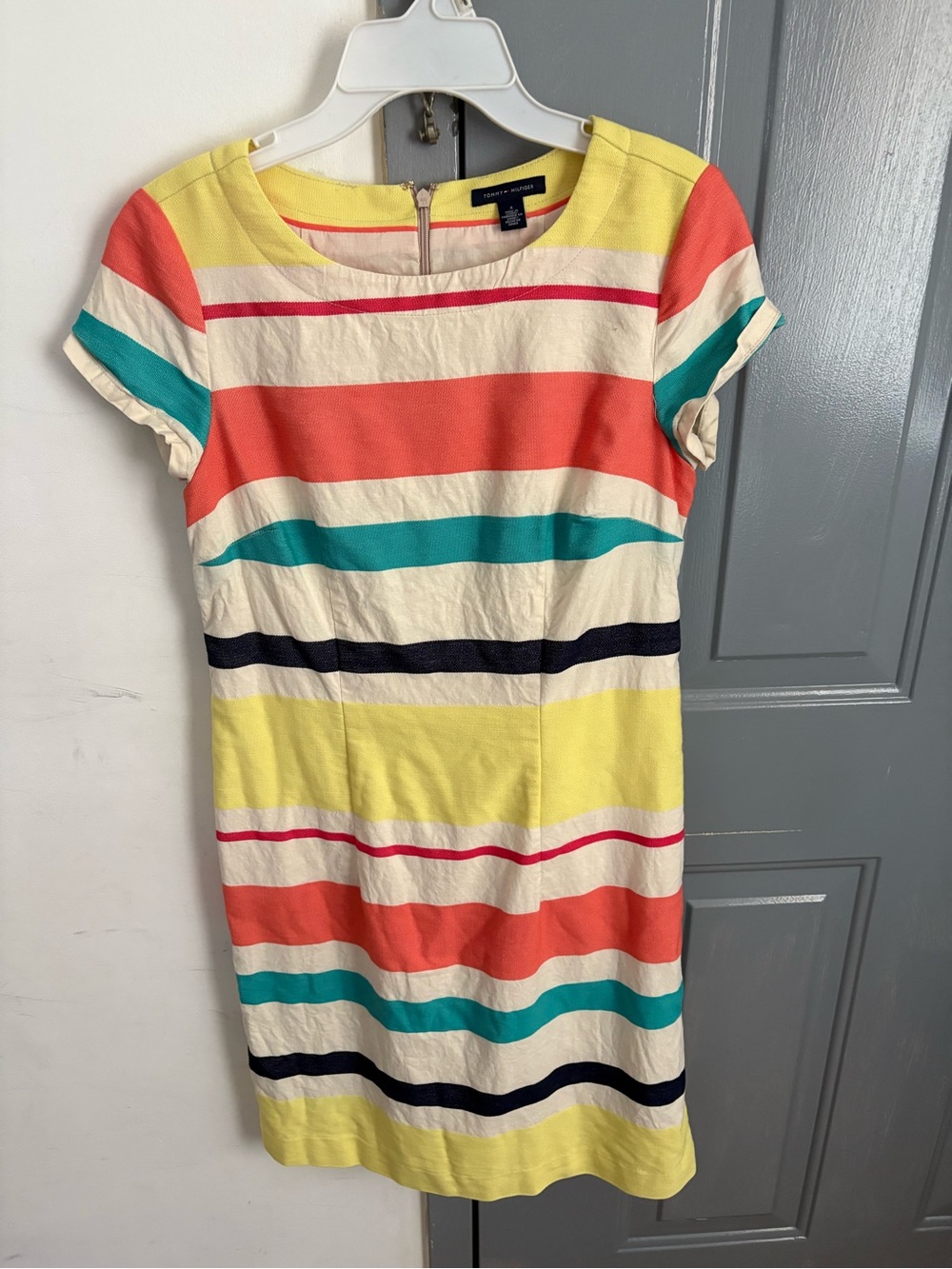 Tommy Hilfiger Multicolor Striped Short-Sleeve Midi Dress